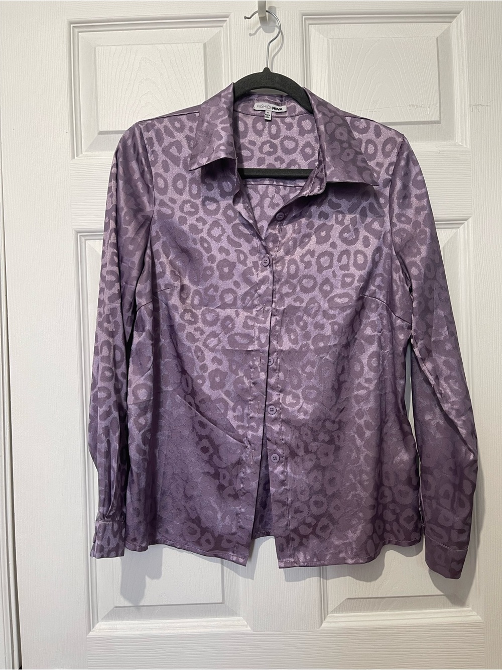 Fashion Nova Lavender Animal Jacquard Button-Up